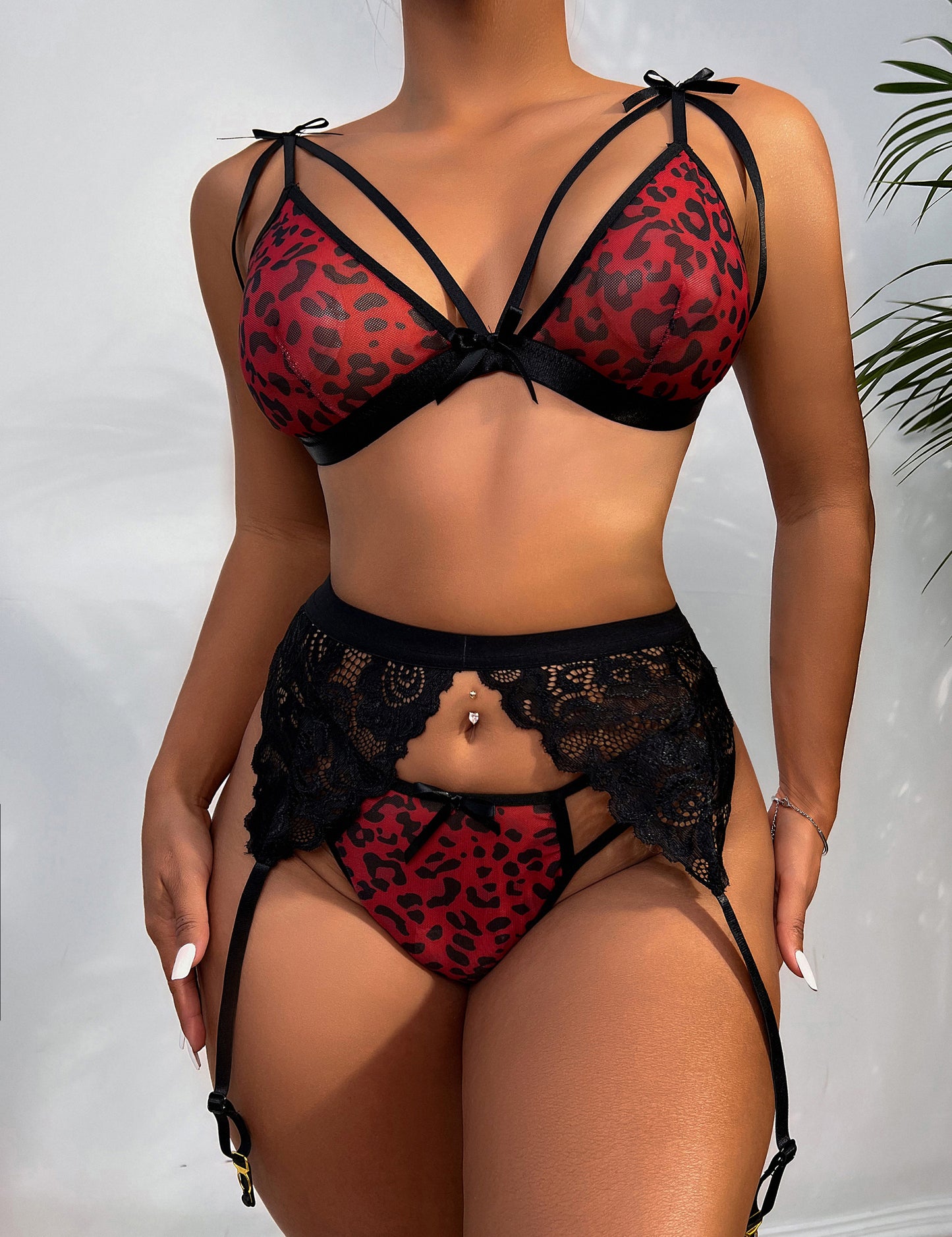 Maroyisme Intimates Set- Red and Black leopard
