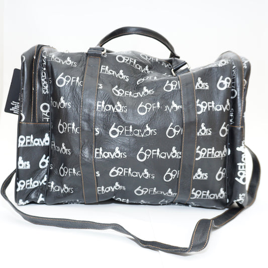 SQUARE OVERNIGHT LEATHER WITH SILVER MONOGRAM DUFFLE BAG