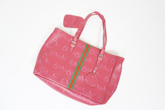 Ana Tote With Pink Signature On Leather